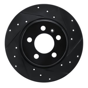 Audi A1 Brake Rotor (1) - Rear Right - R1 Concepts - Drilled & Slotted - Black - `15-`18